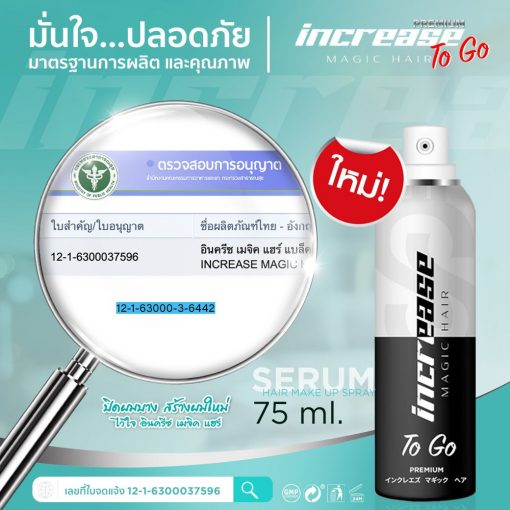 Increase Magic Hair To Go 75 ml สเปรย์ปิดผมขาว สเปรย์ปิดผมบาง 1