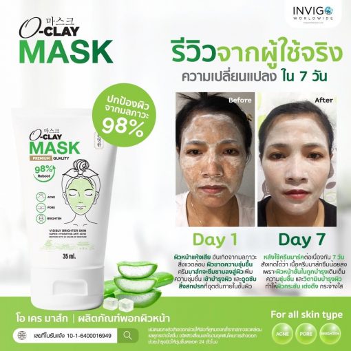 OClay Mask โอเคร มาส์ก มาร์คหน้า มาร์คใต้ตา มาร์คโคลนเขียว 1000