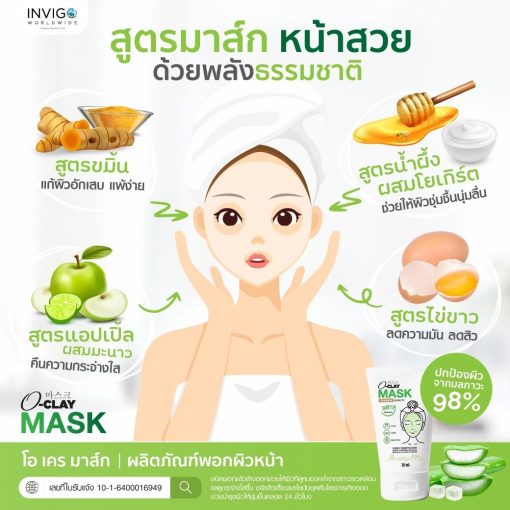 OClay Mask โอเคร มาส์ก มาร์คหน้า มาร์คใต้ตา มาร์คโคลนเขียว 222